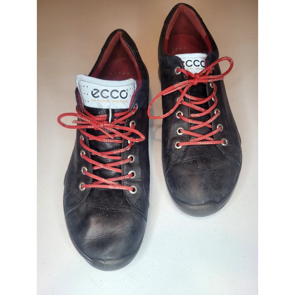 ECCO Biom Black Golf Shoes Mens Size 44 (10-10.5) Yak Leather Natural Motion